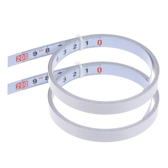 2 Pack Adhesive Backed Tape Measure 200cm Metric Right to Left Read Measuring Tape Steel Sticky Ruler, White