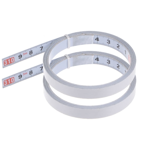 2 Pack Adhesive Backed Tape Measure 300cm Metric Right to Left Read Measuring Tape Steel Sticky Ruler, White