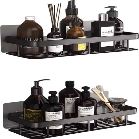 2 Pack Adhesive Corner Shower Caddy Organizer, Bathroom Storage Shelves for Shower, Kitchen, RV and Camper, TIKA