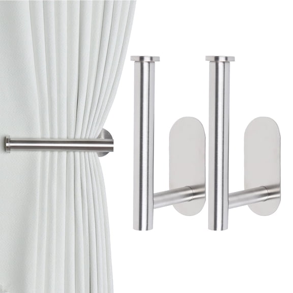 2 Pack Adhesive Curtain Holdbacks, Silver Curtain Tie Backs, Curtain Pull Backs