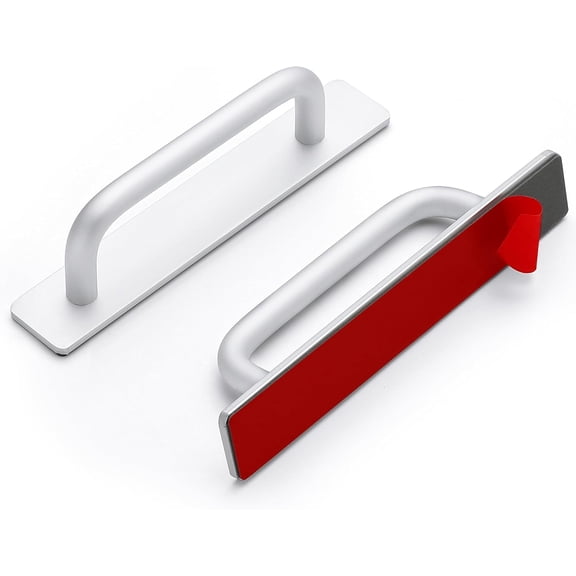 2 Pack Adhesive Handles Self Stick Instant Cabinet Handles 5.83" Stick on Cabinet Handles Drawer Push Pull Handles Helper Sliding Screen Door Handles for Sliding Closet Window Wardrobe