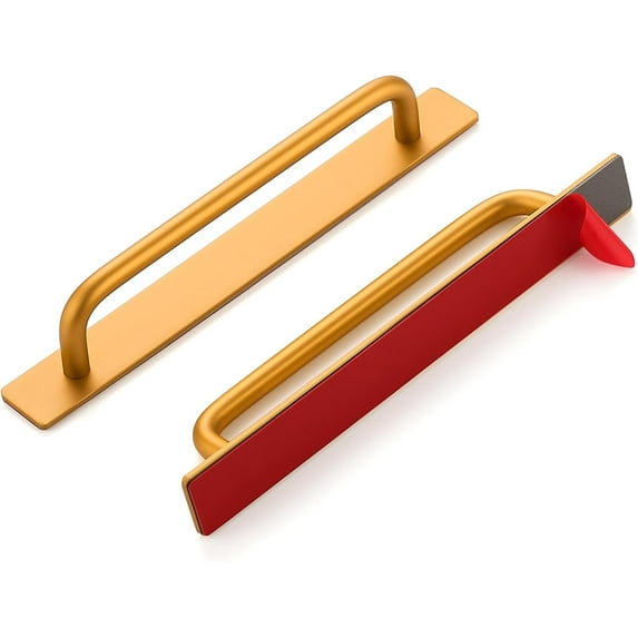 2 Pack Adhesive Handles Self Stick Instant Cabinet Handles 5.83" Stick on Cabinet Handles Drawer Push Pull Handles Helper Sliding Screen Door Handles for Sliding Closet Window Wardrobe - Black