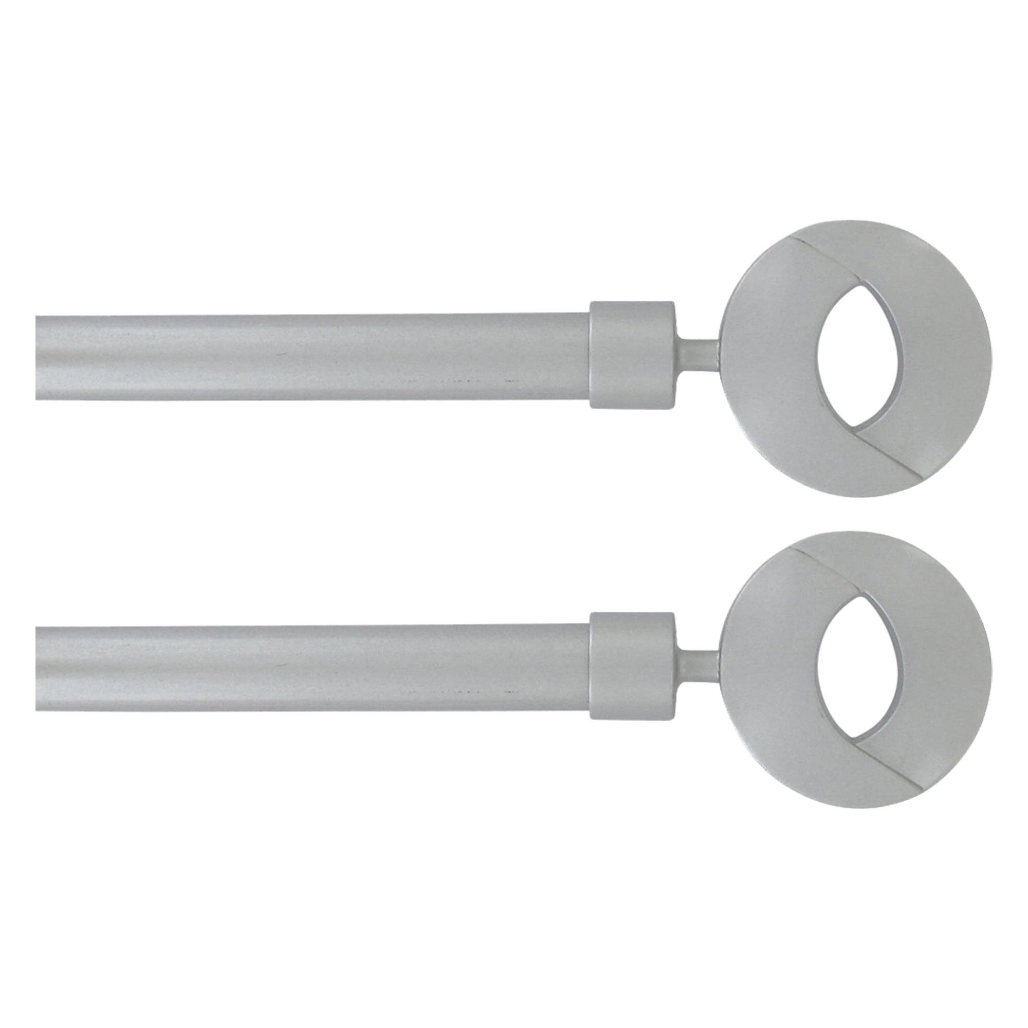 Adjustable Grey Steel Single Curtain Rod Set with Geometric Finials