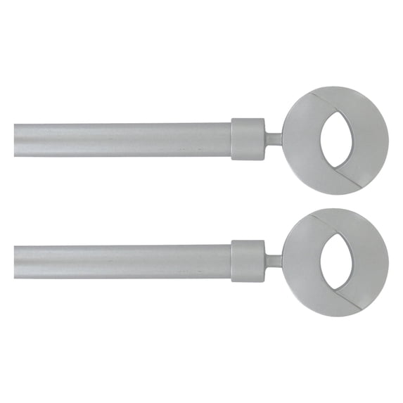 2 Pack Adjustable 3/4" Single Window Curtain Rod 50" to 82" Grey