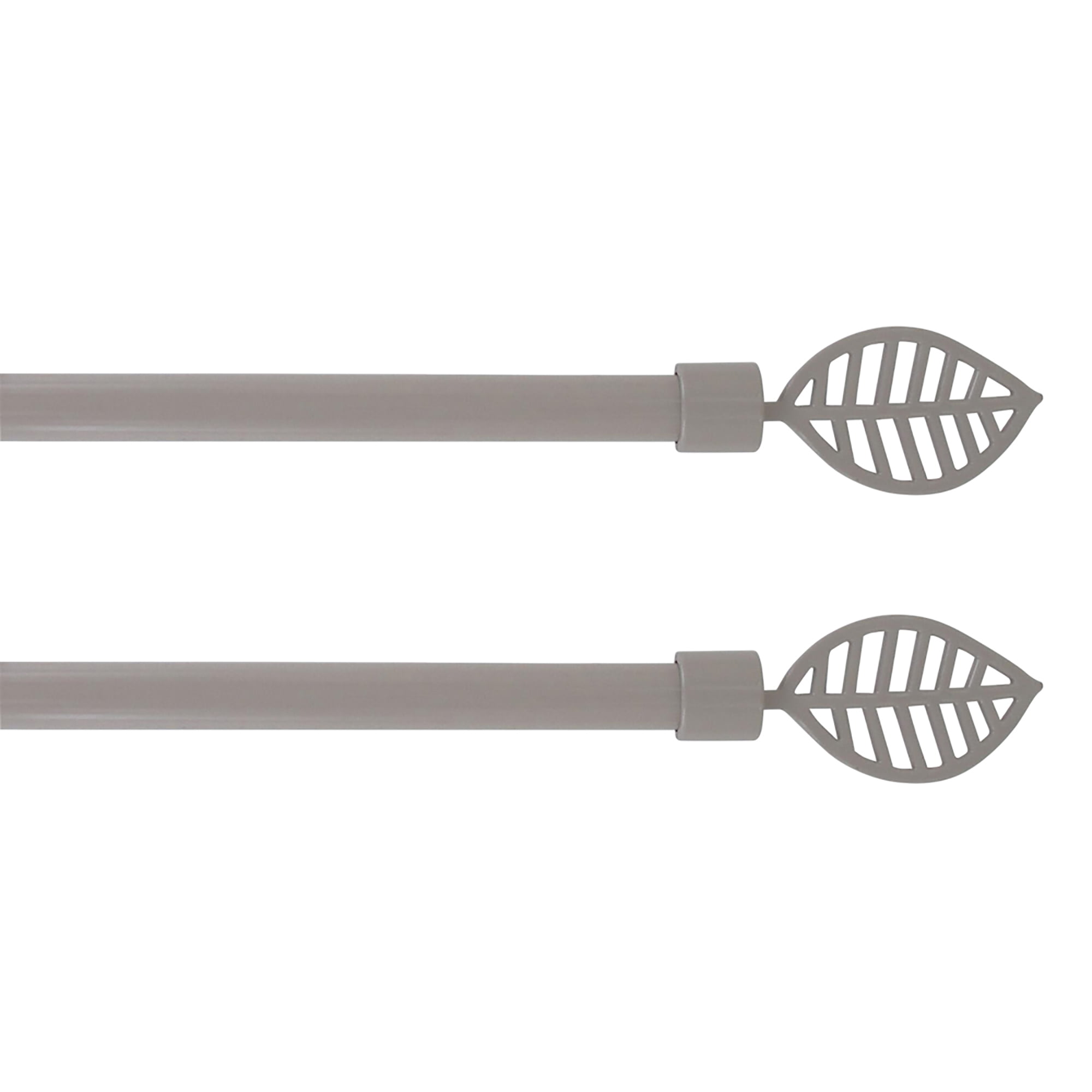 Taupe Adjustable Single Window Curtain Rod Set with Leaf Finials