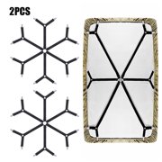 2 Pack Adjustable 6 Way Bed Sheet Straps Clips,Elastic Bed Sheets Straps,Fitted Sheet Tightener,Mattress Sheet Corner Fasteners Holder and SuspendersBlack