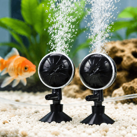 2 Pack Adjustable Aquarium Air Stone Bubble Diffuser with Suction Cup Base, Silent Fish Tank Oxygen Aerator, Plastic Bubble Maker for Freshwater Saltwater Aquariums Fish Tanks