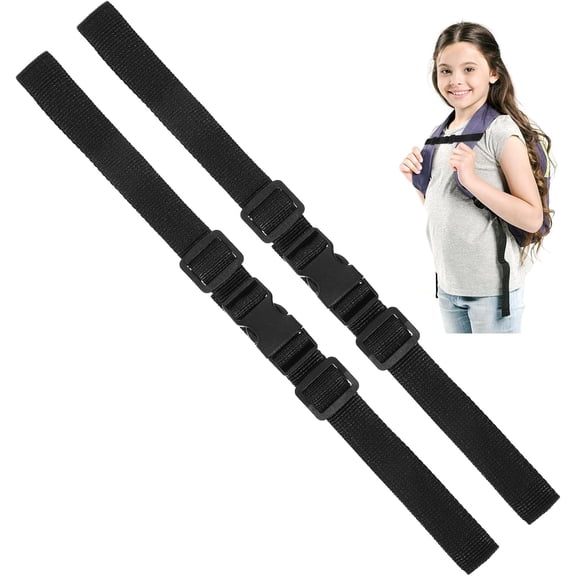 2 Pack Adjustable Backpack Chest Strap, Sternum Straps for Backpacks, Black