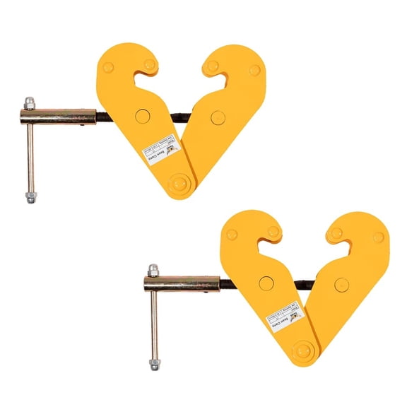 2 Pack Adjustable Beam Clamp Yellow, 3 Ton / 6613 LB Working Load Limit with Manual Screw Rod, I-Beam Lifting Clamp For Industrial, Home-garage Lifting, Rigging, and Other Operations