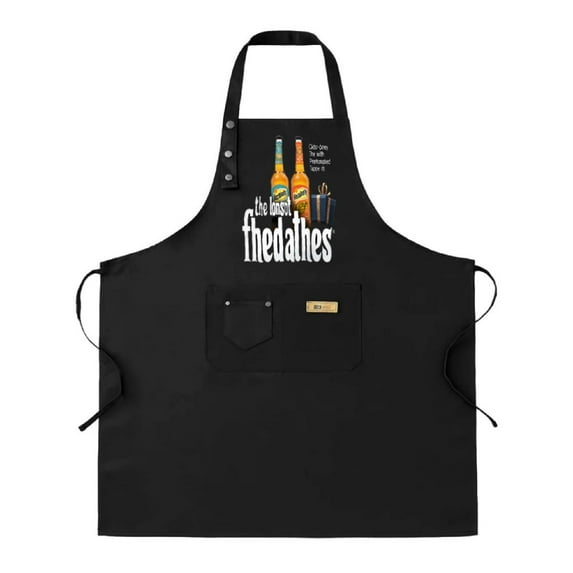 2 Pack Adjustable Bib Apron with 2 Pockets - Humorous Black Design Featuring ' It's Times Fiedalhes ' and Fun Bottle Graphics - Perfect for Cooking BBQ and Kitchen Use for Men and Women