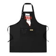 thumbnail image 1 of 2 Pack Adjustable Bib Apron with Front Pocket - Stylish Black Apron Featuring Red & White Map Outline Design with " Check Your ZORAH at " Text - Perfect for Cooking & Chef Use for Men & Women, 1 of 6