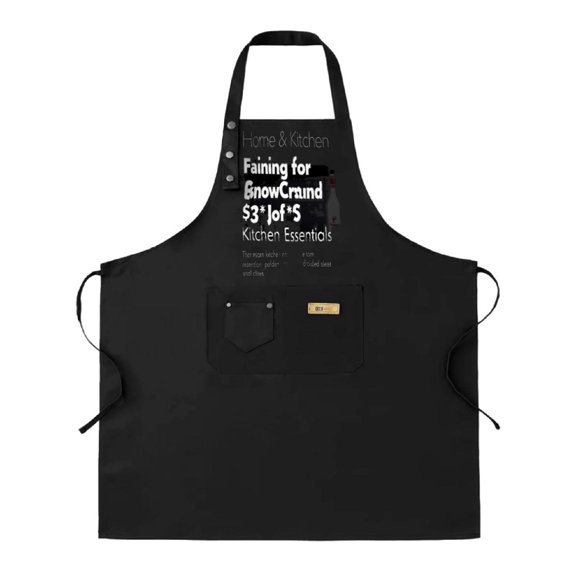 2 Pack Adjustable Bib Apron with Pockets - Stylish Black Design Featuring ' Home & Kitchen ' & ' Kitchen ' Text - Durable Cooking Apron for Men & Women