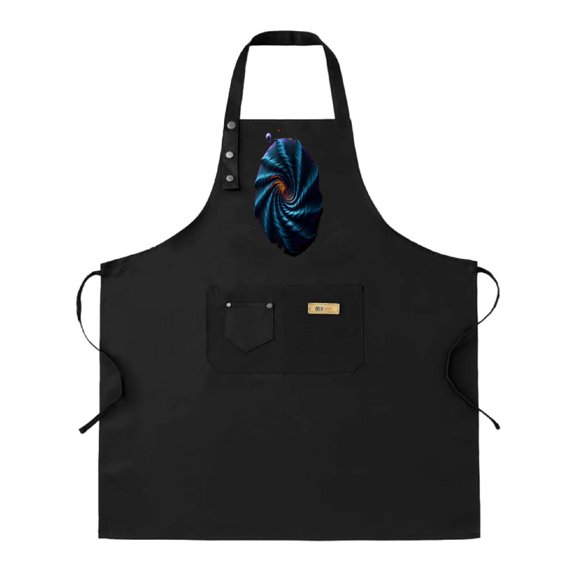 2 Pack Adjustable Bib Apron for Cooking - Stylish Black Apron with Decorative Blue & Orange Swirling Pattern 2 Pockets Perfect for Men & Women