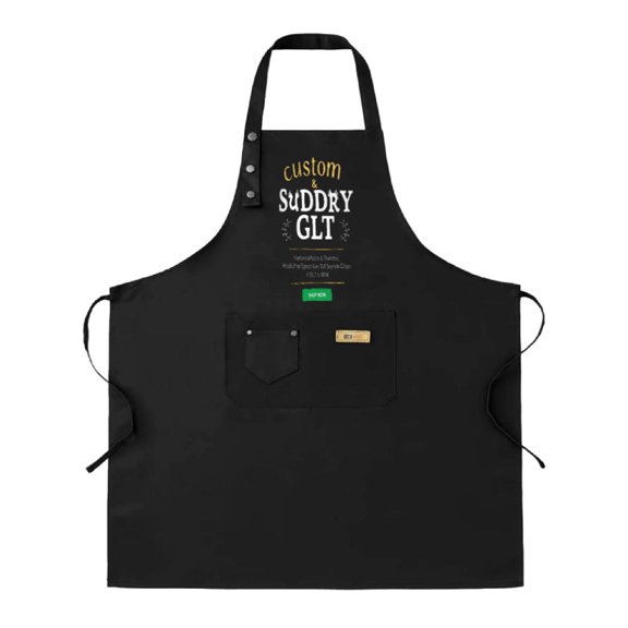 2 Pack Adjustable Bib Apron for Cooking - Stylish Black Apron with Front Pocket & Unique " CUSTOM SUDDR GLT " Design - Perfect for Men & Women Chefs