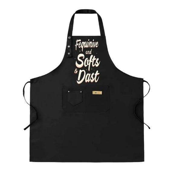 2 Pack Adjustable Bib Apron for Cooking - Stylish Black Apron with Playful " Fequine and Softs & Dast " Design & 2 Pockets for Men & Women