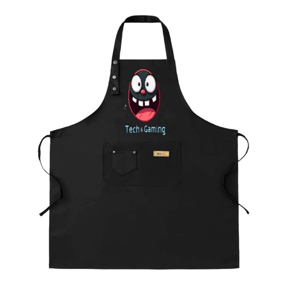 2 Pack Adjustable Bib Apron for Men & Women - Fun Cartoon Face Design with Pockets Perfect for Cooking & Gaming Enthusiasts