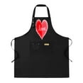 thumbnail image 1 of 2 Pack Adjustable Bib Apron with 2 Pockets - Black with Red Heart & ' Love ' in White Cursive Watercolor Design for Cooking & Chef Use, 1 of 5