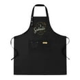 thumbnail image 1 of 2 Pack Adjustable Bib Apron with 2 Pockets - Stylish Black Apron with ' Sustainable & Sustainable ' Design for Cooking Chef Kitchen Use, 1 of 5