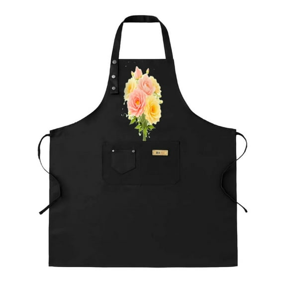 Whimsical Black Bib Apron 2-Pack with Adjustable Straps & 2 Pockets - Playful House Design for Cooking Perfect for Men & Women