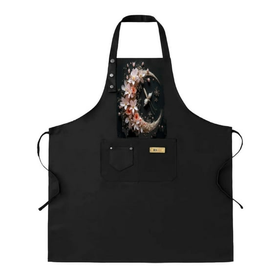 2 Pack Adjustable Bib Apron with Artistic Flowers & Butterfly Design - 2 Pockets for Cooking Kitchen Chef Use - Perfect for Men & Women