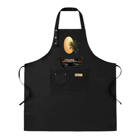 2 Pack Adjustable Bib Apron with Artistic Tree Design & Sunset Background 2 Pockets Perfect for Cooking & Chef Use for Men & Women
