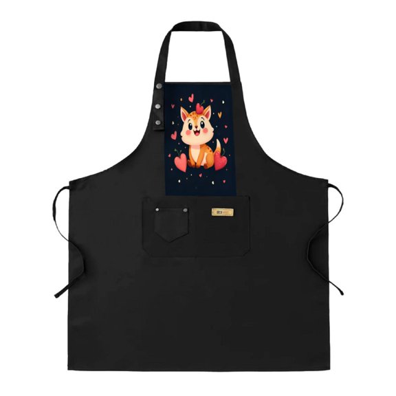 2 Pack Adjustable Bib Apron with Cartoon Squirrel & Hearts Design 2 Pockets Perfect for Cooking Kitchen Chef Use for Men & Women