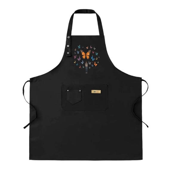 2 Pack Adjustable Bib Apron with Colorful Butterfly Design 2 Pockets Perfect for Cooking Kitchen Chef Apron for Men & Women