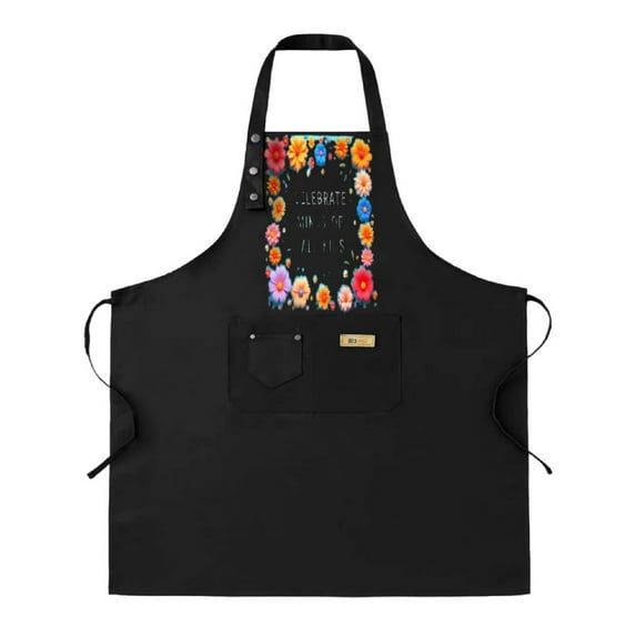 2 Pack Adjustable Bib Apron with Colorful Floral Border & " WINS IT " Text 2 Pockets Perfect for Cooking & Chef Use