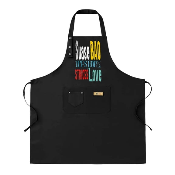 2 Pack Adjustable Bib Apron with Colorful Text Design - Kitchen Chef Apron for Men & Women Featuring Front Pockets for Cooking and Baking