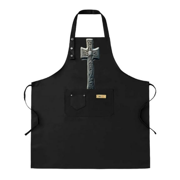 2 Pack Adjustable Bib Apron with Decorative Cross Design & Inscriptions 2 Pockets Perfect for Cooking & Chef Work for Men & Women