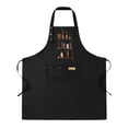 thumbnail image 1 of 2 Pack Adjustable Bib Apron with Decorative Wooden Shelves & Potted Plants Design 2 Pockets Perfect for Cooking & Kitchen Use for Men & Women, 1 of 6