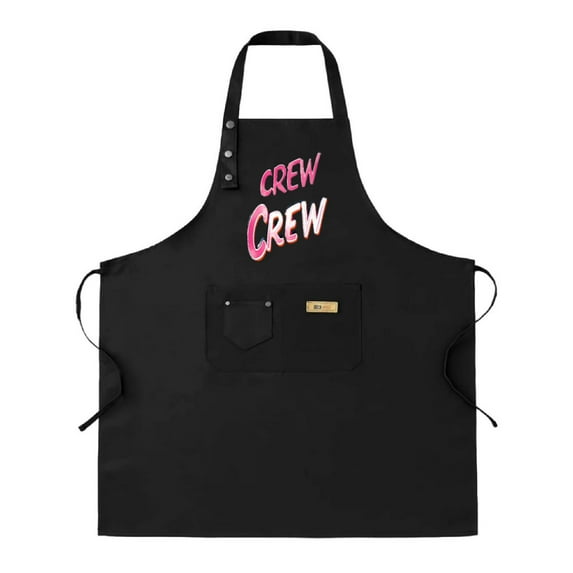 2 Pack Adjustable Bib Apron with Denim-Style Design & " CREW CREW " Print 2 Pockets Perfect for Cooking & Kitchen Use for Men & Women