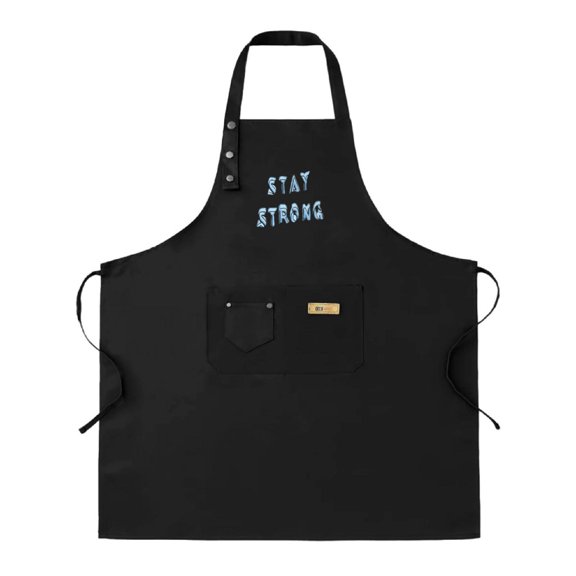 2 Pack Adjustable Bib Apron with Denim-Style Design & " STAY STRONG " 2 Pockets Stylish Cooking Apron for Men & Women
