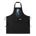 thumbnail image 1 of 2 Pack Adjustable Bib Apron with Earth Illustration & Decorative Border 2 Pockets Perfect for Cooking & Chef Use for Men & Women, 1 of 6