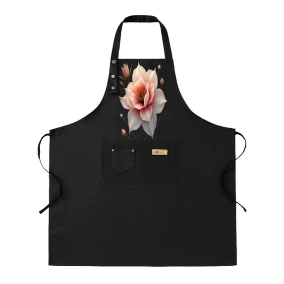 2 Pack Adjustable Bib Apron with Floral Design - Black Kitchen Chef Apron for Men & Women 2 Pockets Perfect for Cooking & Baking