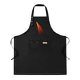 thumbnail image 1 of 2 Pack Adjustable Bib Apron with Front Pocket Stylish Black Design with ' M C ' Flame Detail Perfect for Cooking, 1 of 5