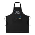thumbnail image 1 of 2 Pack Adjustable Bib Apron with Front Pocket Stylish " DELER TOUPE " Design in White & Blue Perfect for Cooking & Chef Use, 1 of 5