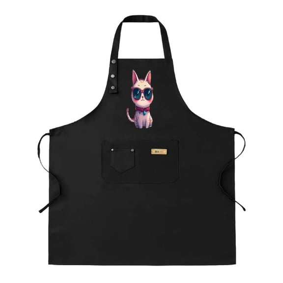 2 Pack Adjustable Bib Apron with Fun Pink Cat Design & 2 Pockets - Stylish Cooking Apron for Men & Women Perfect for Chefs