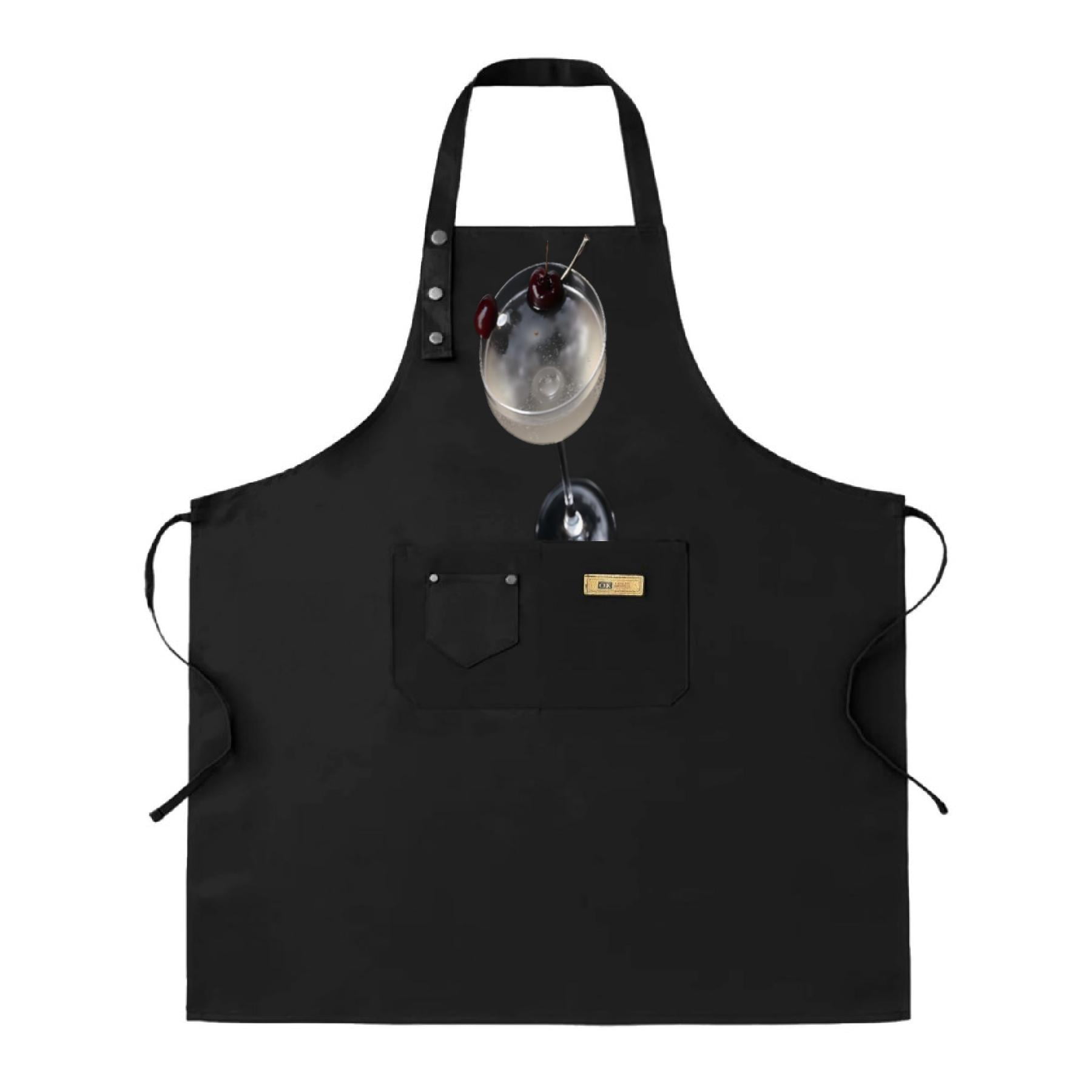 2 Pack Adjustable Bib Apron with Glass Design & Pockets - Stylish ...