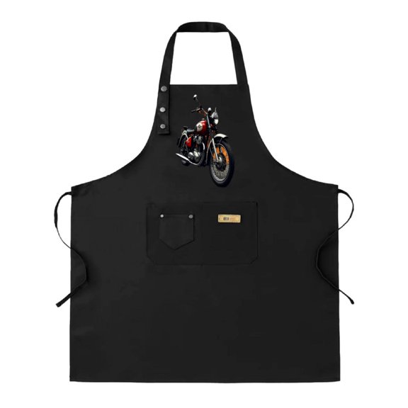 2 Pack Adjustable Bib Apron with Motorcycle Design & Flap Pocket - Stylish Cooking Apron for Men & Women Perfect for Chefs