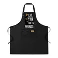 thumbnail image 1 of 2 Pack Adjustable Bib Apron with Pockets - Stylish Black Apron with ' LIVE YOUR TIGRES PHONES ' Design Perfect for Cooking & Chefs, 1 of 5