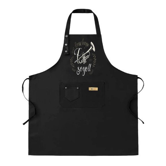 2 Pack Adjustable Bib Apron with Trumpet Design & " Love this life so well " Text - Perfect for Cooking Kitchen Chef Use for Men & Women