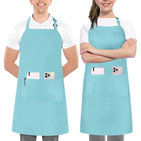 2-Pack Adjustable Bib Aprons with Pockets – Water & Oil Resistant Kitchen Chef Apron for Men & Women, Machine Washable