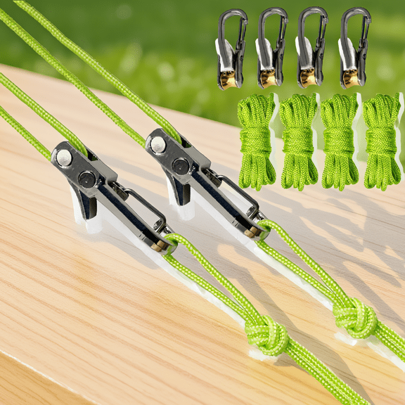 2 Pack Adjustable Cam Buckle Tent Rope, Nylon Braided Tie-Down Cord for Camping and Cargo Securing, 115 lb Load