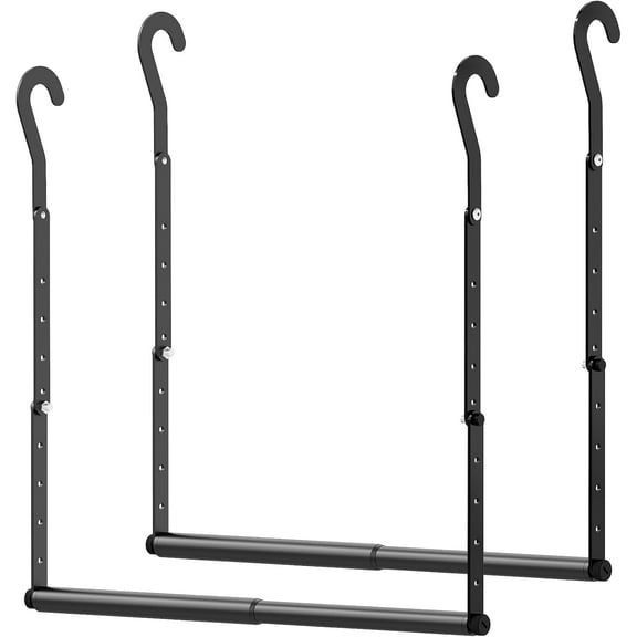 2 Pack Adjustable Closet Rods for Hanging Clothes, Heavy Duty Closet Hanging Rod, Double Hanging Closet Rod, Space-Saving Closet Extender Hanging Rod, Black