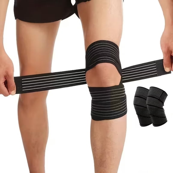 2-Pack Adjustable Compression Knee Braces - Extended Elastic Support for Thighs, Calves, Knees, Elbows, Ankles - Available in Black and Beige