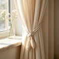 thumbnail image 1 of 2 Pack Adjustable Cotton Linen Curtain Tiebacks, Beige 18.9-Inch Rope Holdbacks for Living Room, Bedroom, and Kitchen Window Decoration, 1 of 6