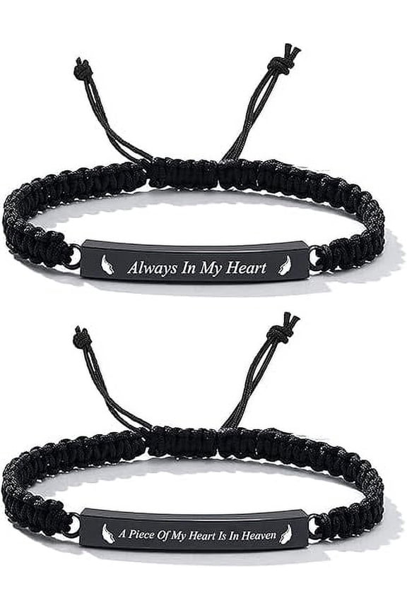 2 Pack Adjustable Cremation Urn Bracelet for Ashes - Women Men Adjustable Memorial Keepsake Bangle Rope Braided Bracelet