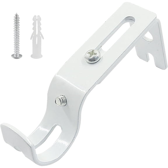 2 Pack Adjustable Curtain Rod Bracket, Heavy Duty Drapery Rod Holder Hooks Support Hangers for 1 Inch Rod with Installation Screws, White