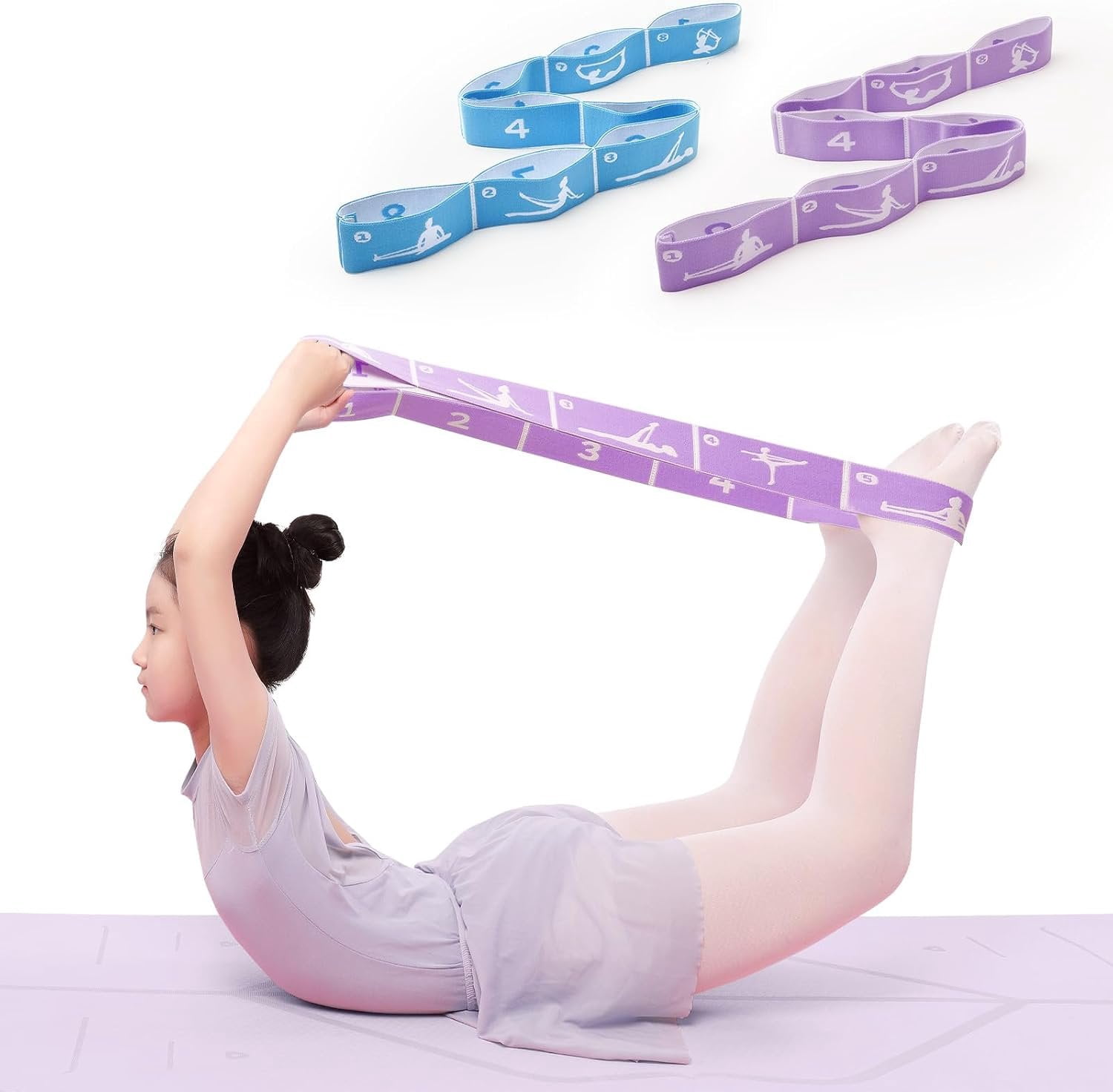 Loop Design Images 2-Pack Adjustable Dance Stretch Bands - 8-Loop Elastic Bands for Ballet ...